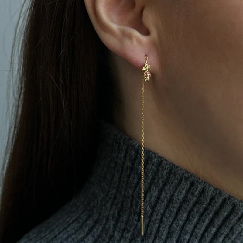 Tulip Chain øreringe i forgyldt sølv Z01002 model